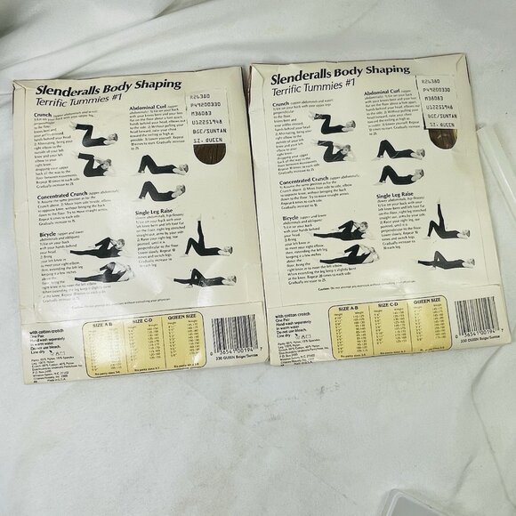2 Pairs Vintage Slenderalls Control Top Pantyhose Queen Size Suntan - Picture 4 of 6